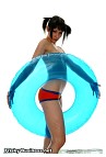 Girl wears swim ring naked