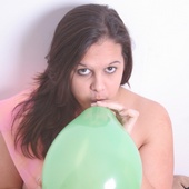 Shiva Shaw blows up balloons